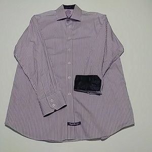 English Laundry men's dress shirt purple stripe
